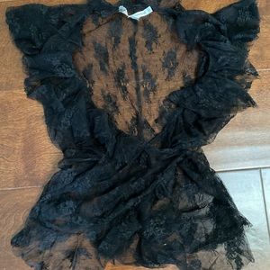 DVF  black lace top XS